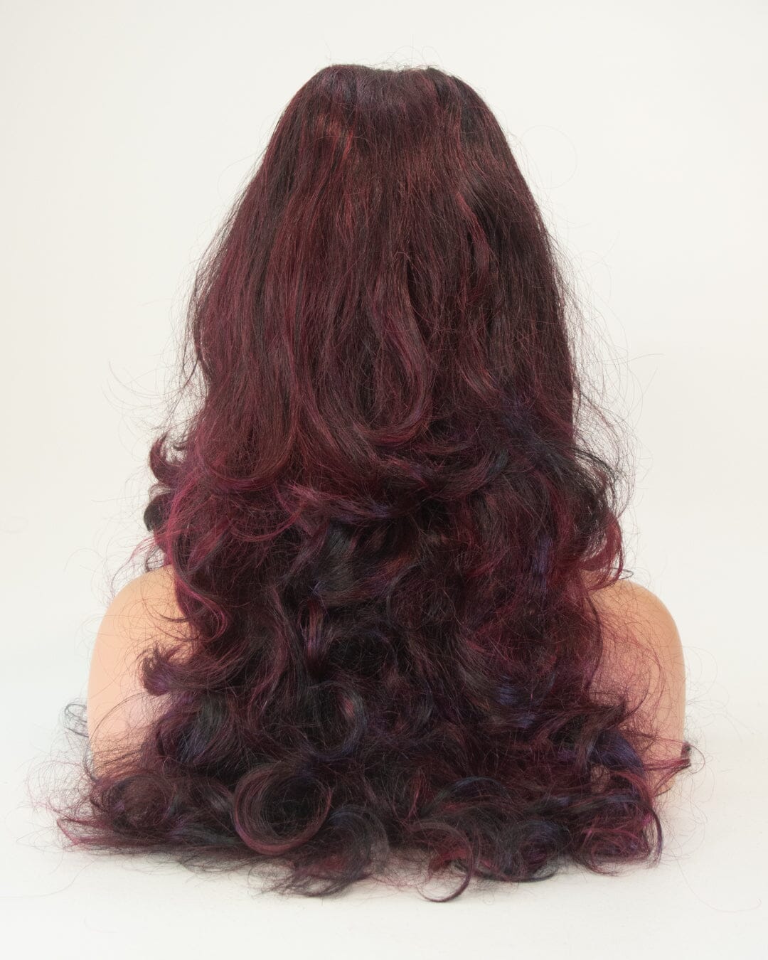 Black And Fuchsia 55cm Synthetic Hair Wig