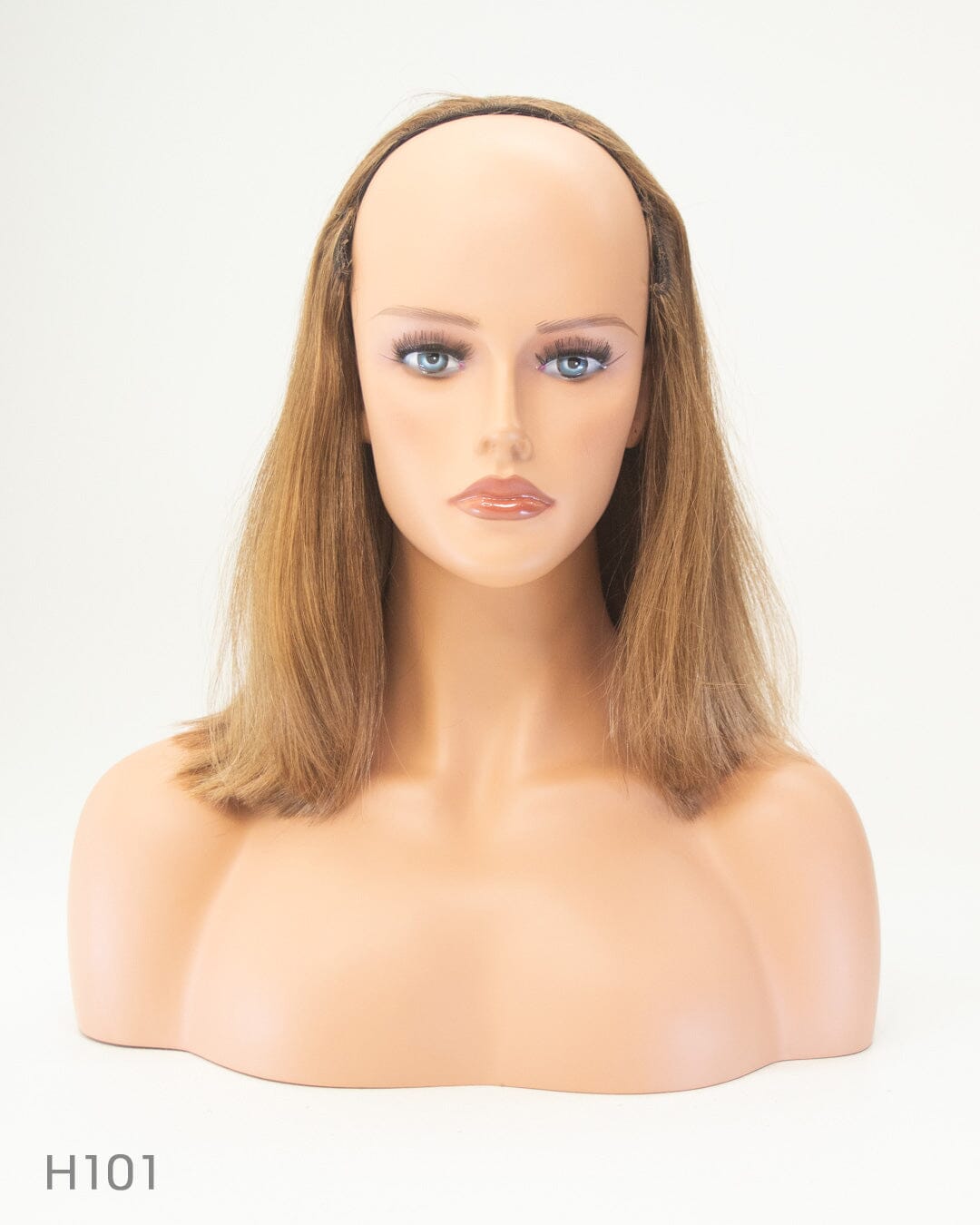 Blonde Streak Brown 35cm Human Hair Wig