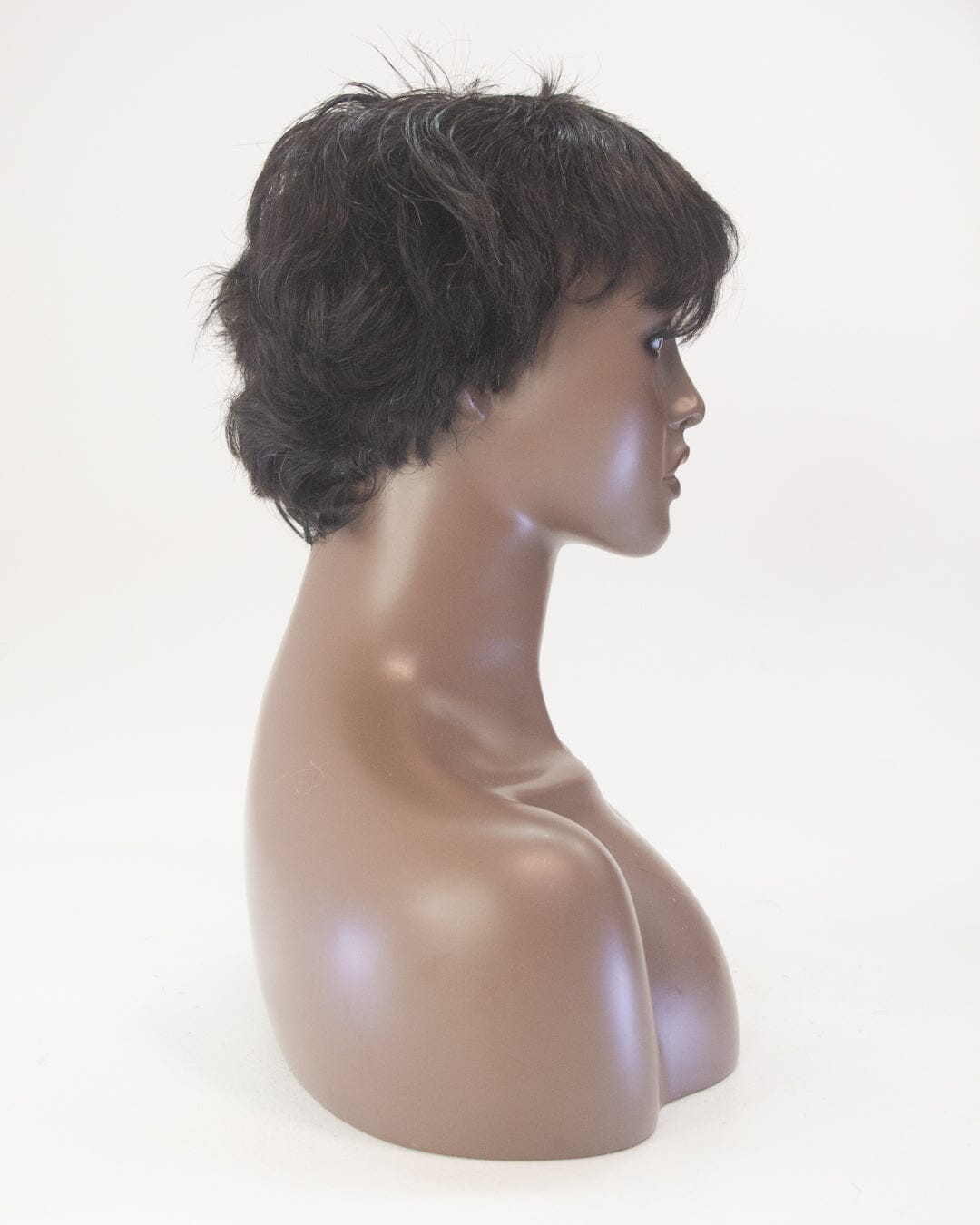 Dark Brown Grey Flecks Short Synthetic Hair Wig