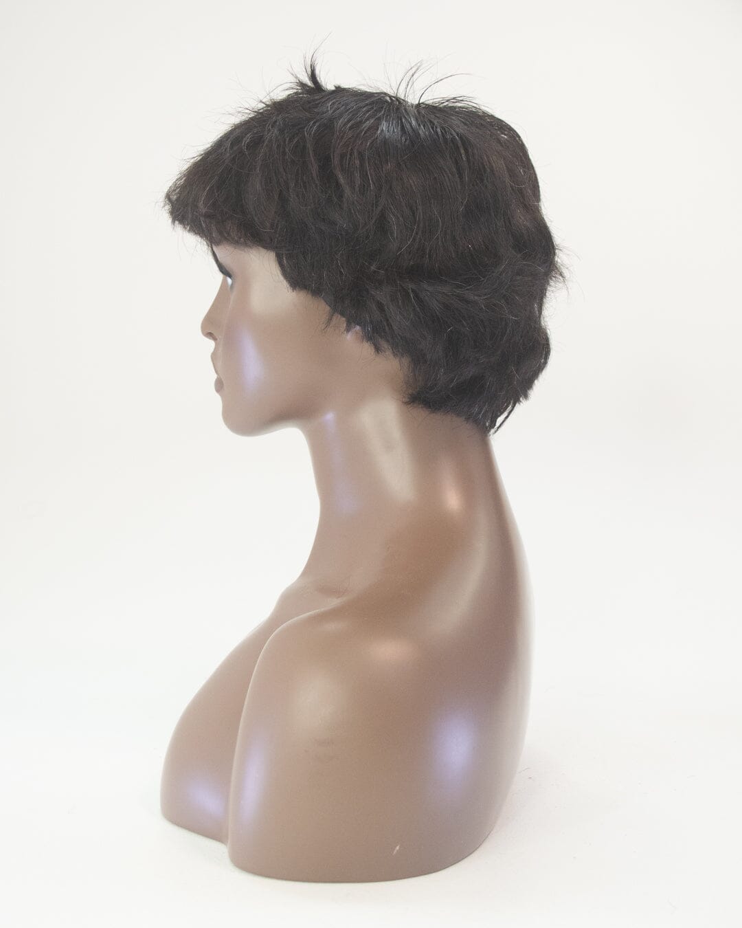 Dark Brown Grey Flecks Short Synthetic Hair Wig