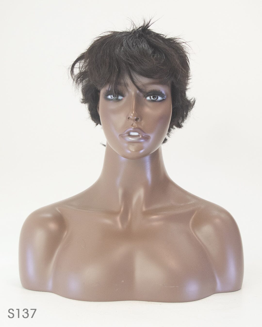 Dark Brown Grey Flecks Short Synthetic Hair Wig