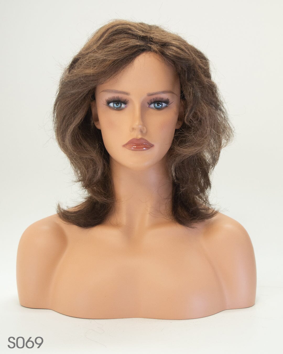 Dark Brown With Light Brown Streaks 40cm Synthetic Hair Wig