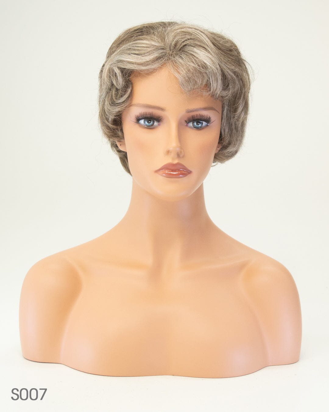 Grey Light Brown Curly 25cm Synthetic Hair Wig