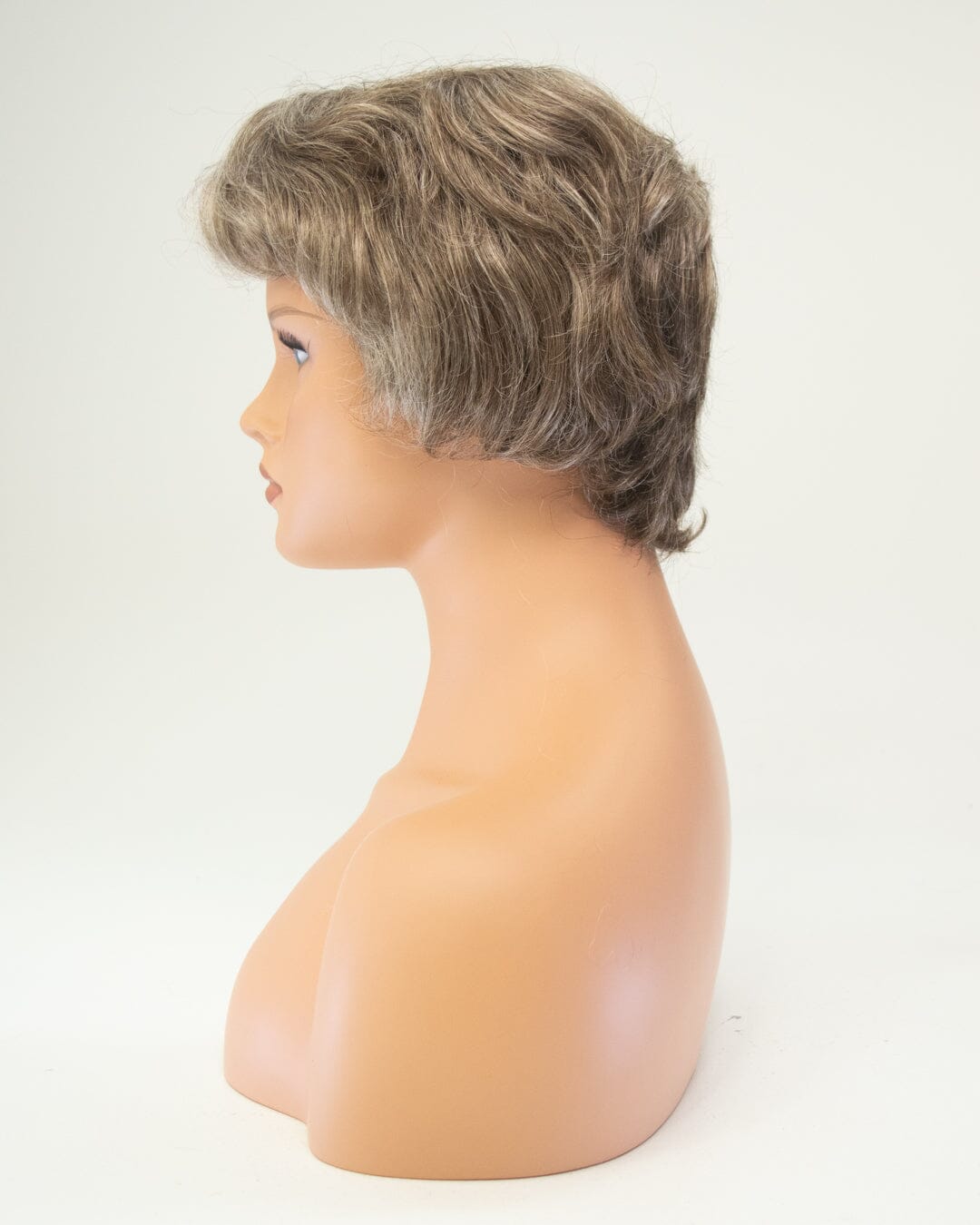 Grey Light Brown Curly 25cm Synthetic Hair Wig