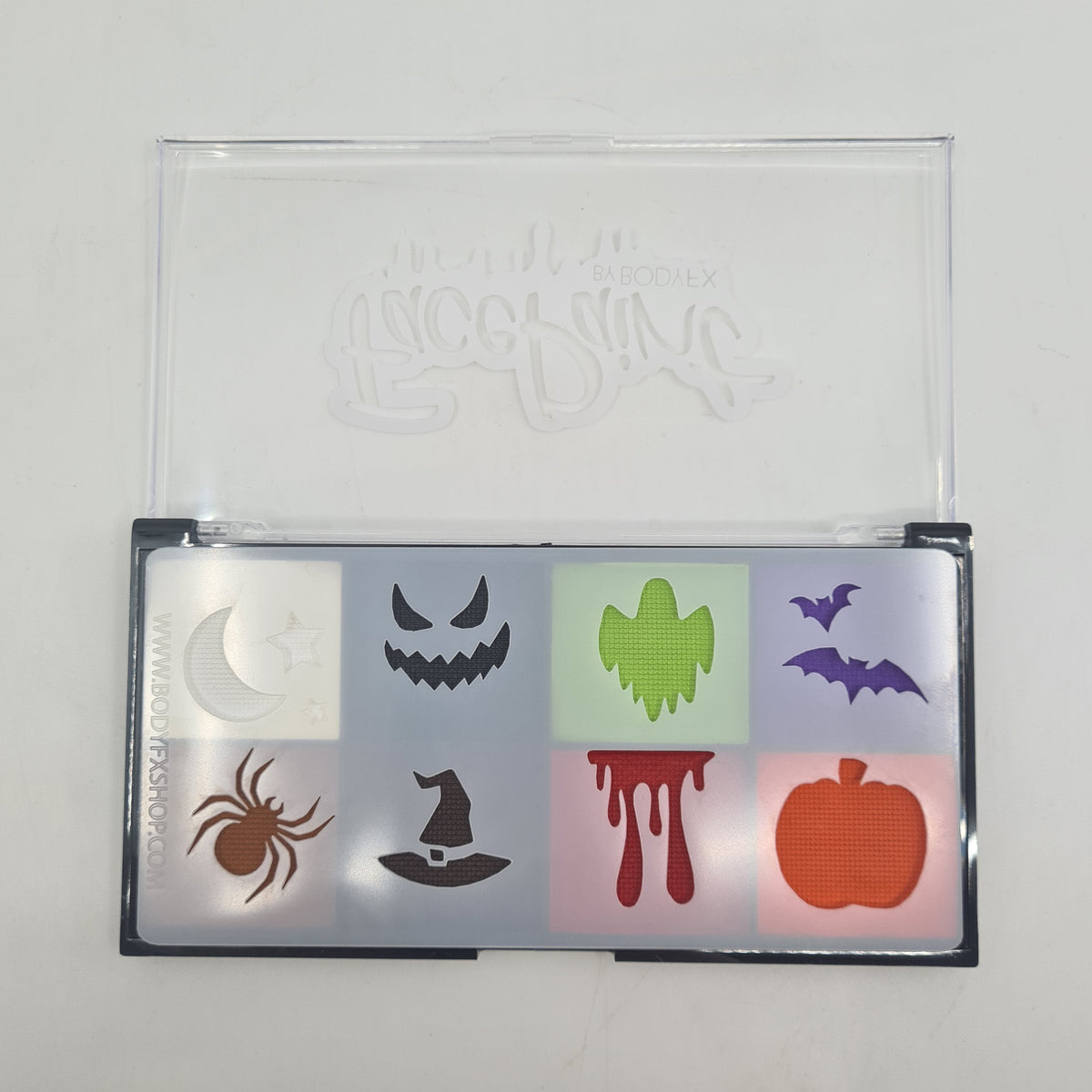 Halloween face paint palette with Mini Halloween stencil