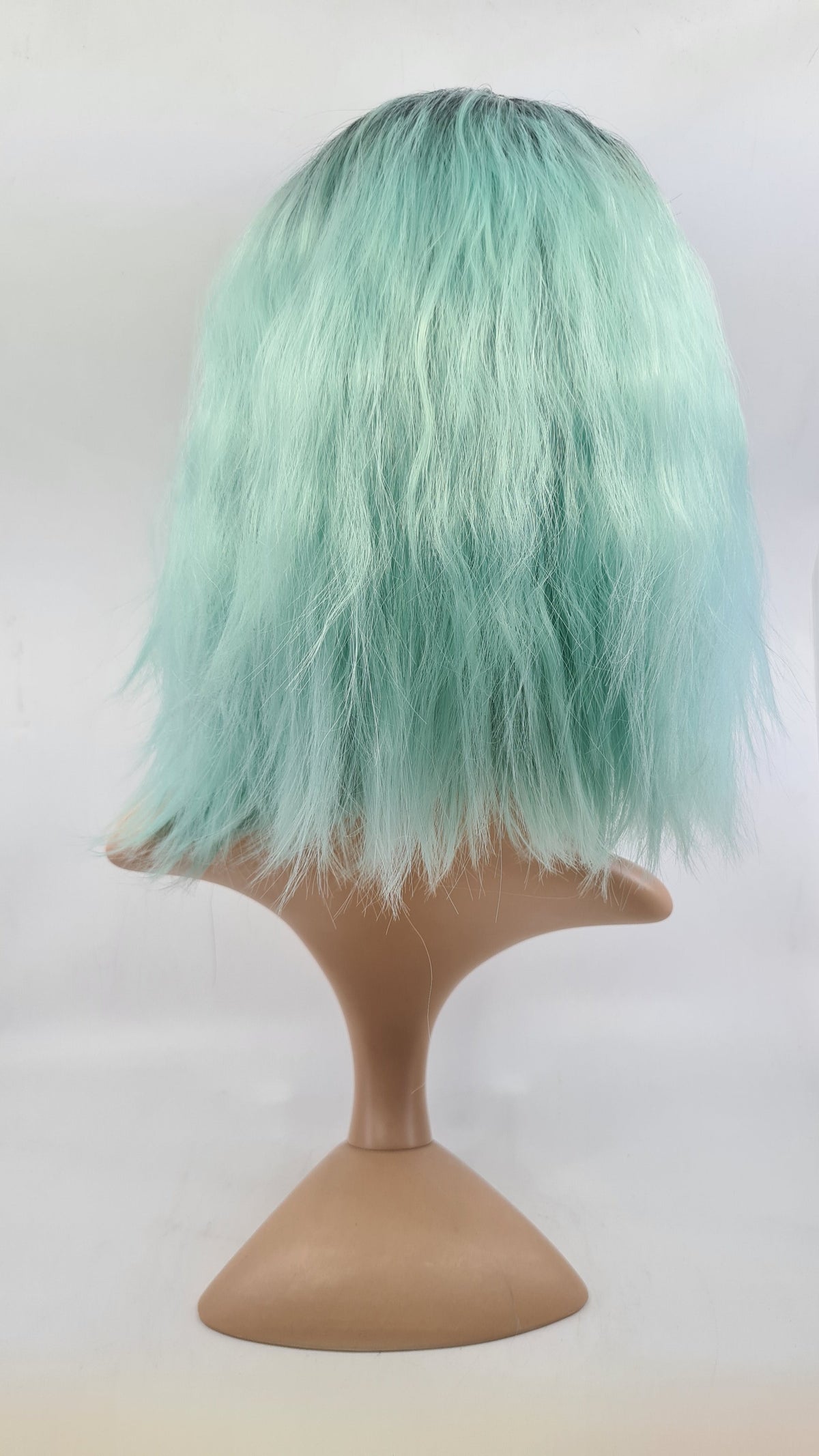 Wig- Kylie- Ombre Black to Mint Kinked Lob