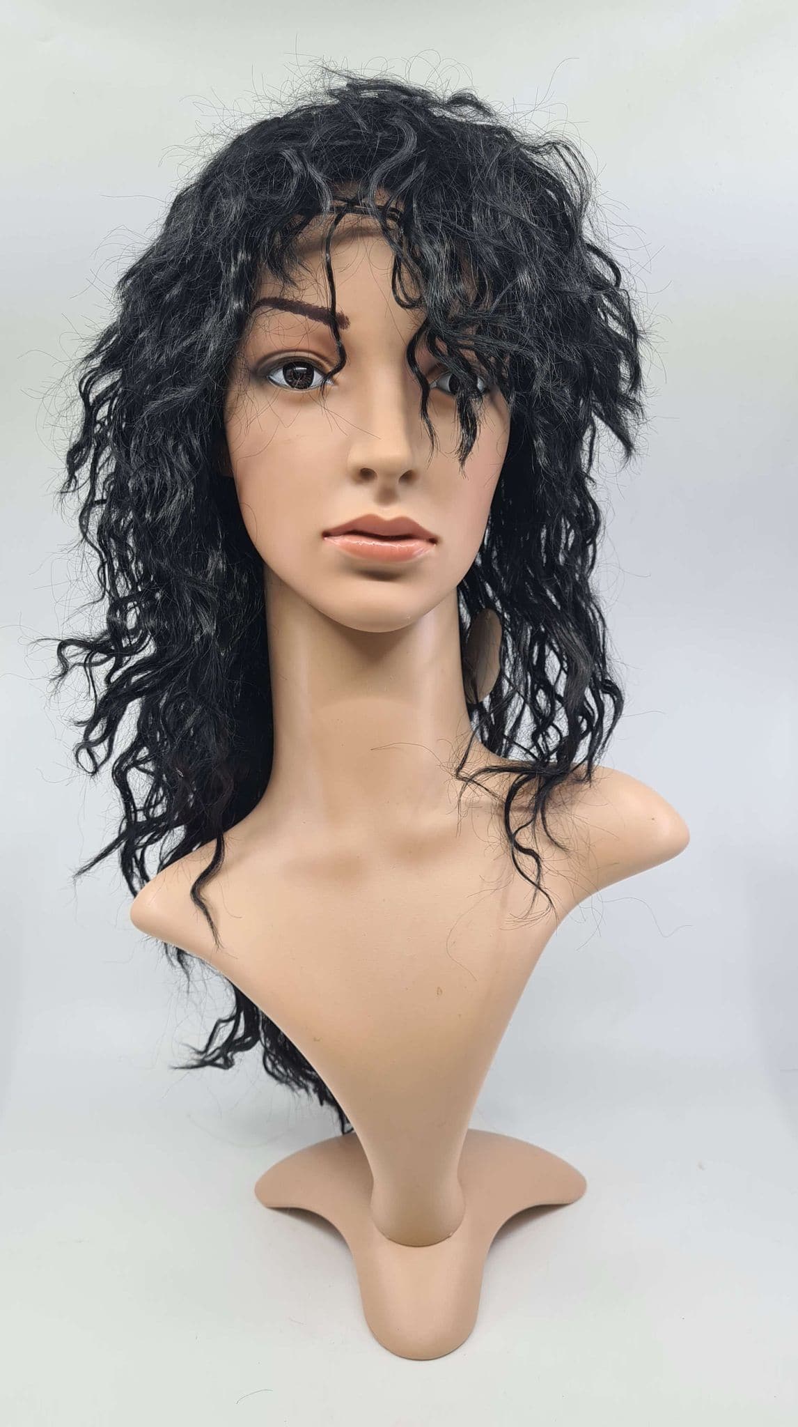 WIG- MENS LONG KINLY CURLY JET BLACK