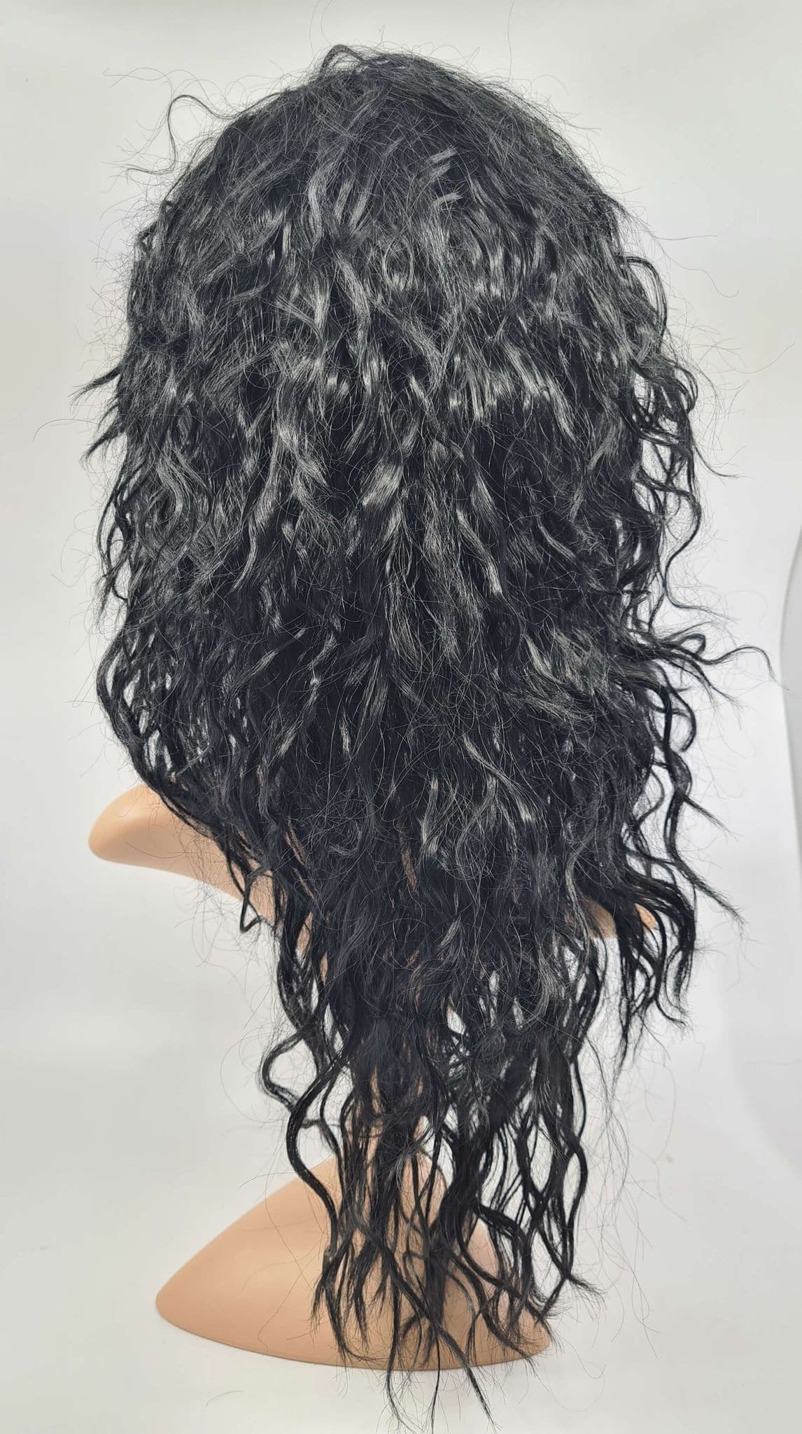 WIG- MENS LONG KINLY CURLY JET BLACK